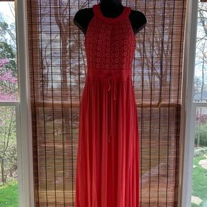 Calvin Klein Coral Sleeveless Maxi Dress SZ6